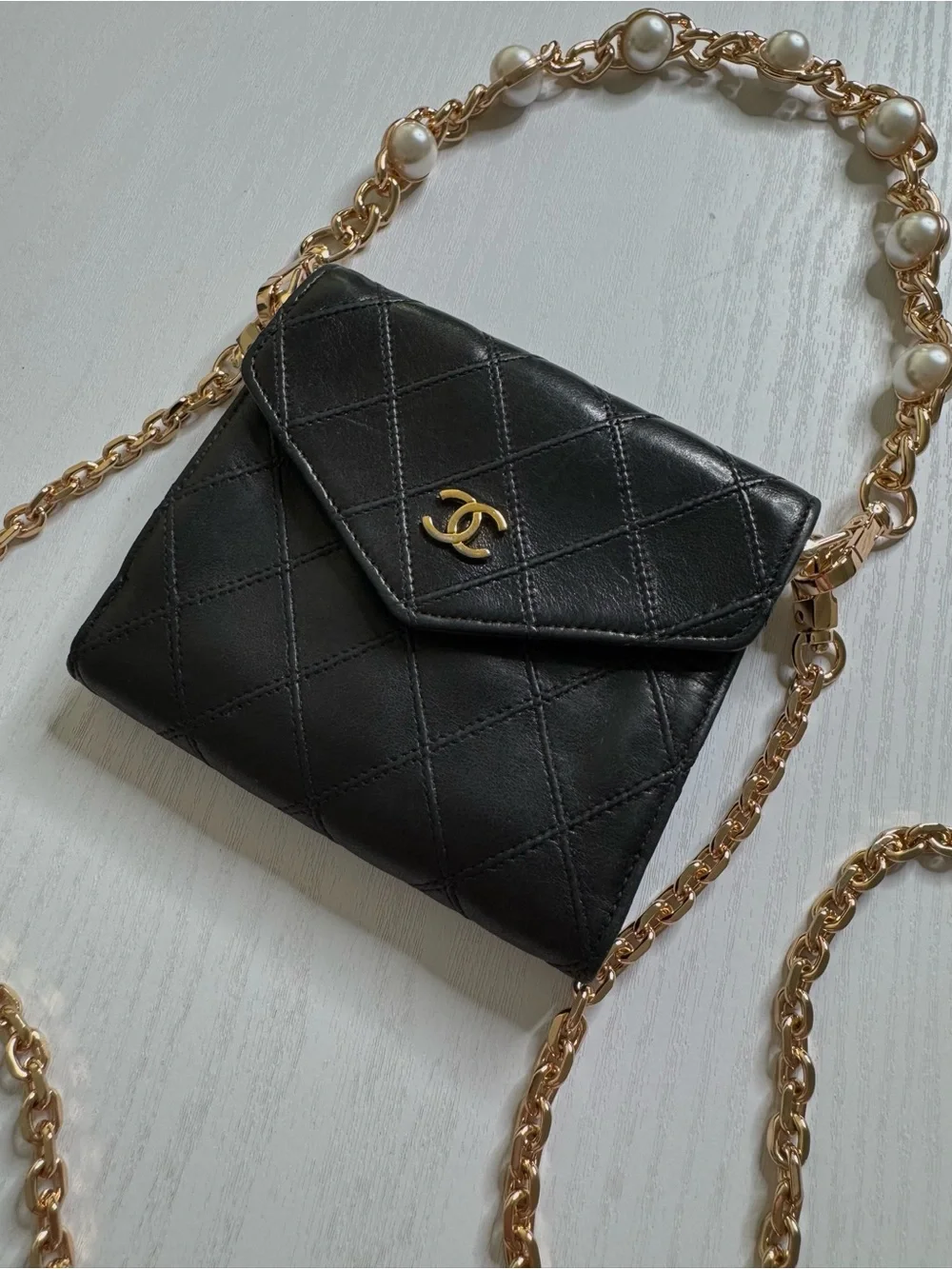 Authentic Vintage Chanel CC Wallet on Chain Black Quilted Leather Crossbody Bag - Picture 6 of 16